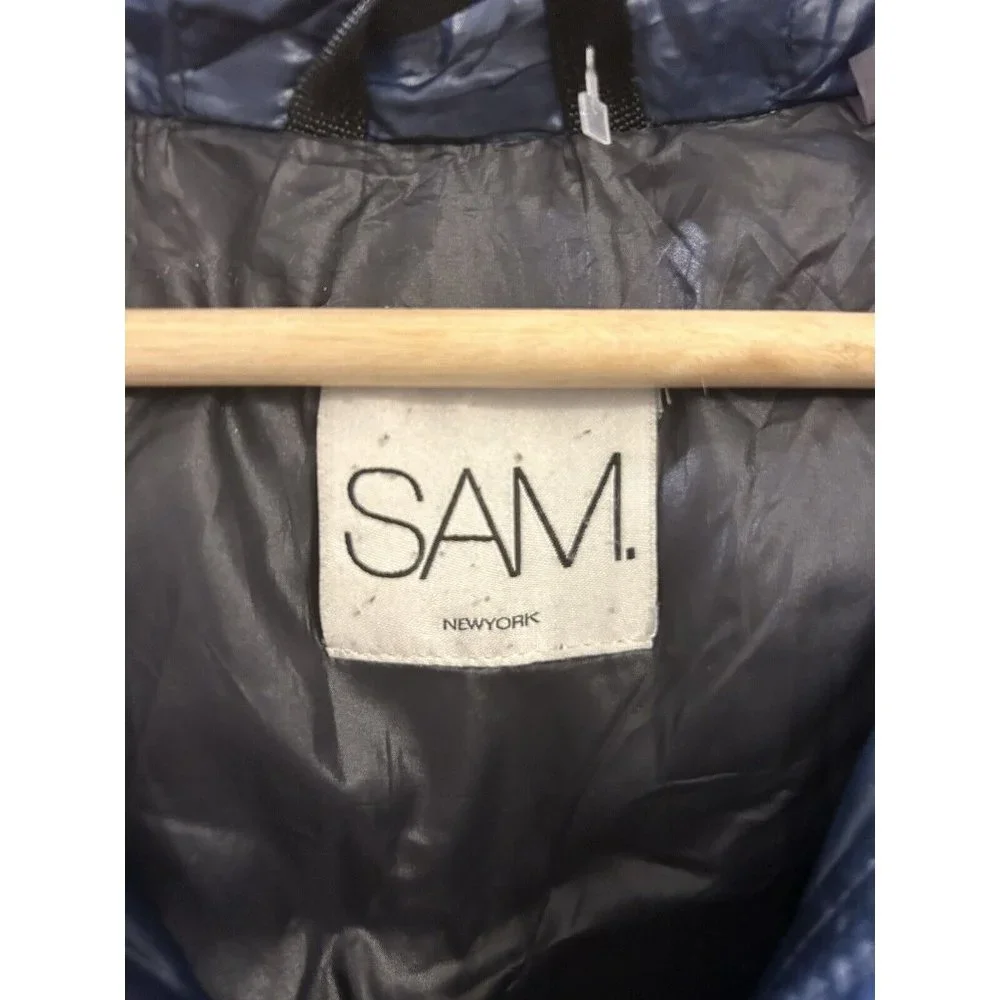 SAM Womens Down Puffer Jacket Black Raccoon Fur Trimmed Size XXS MSRP 450 - Picture 10 of 13